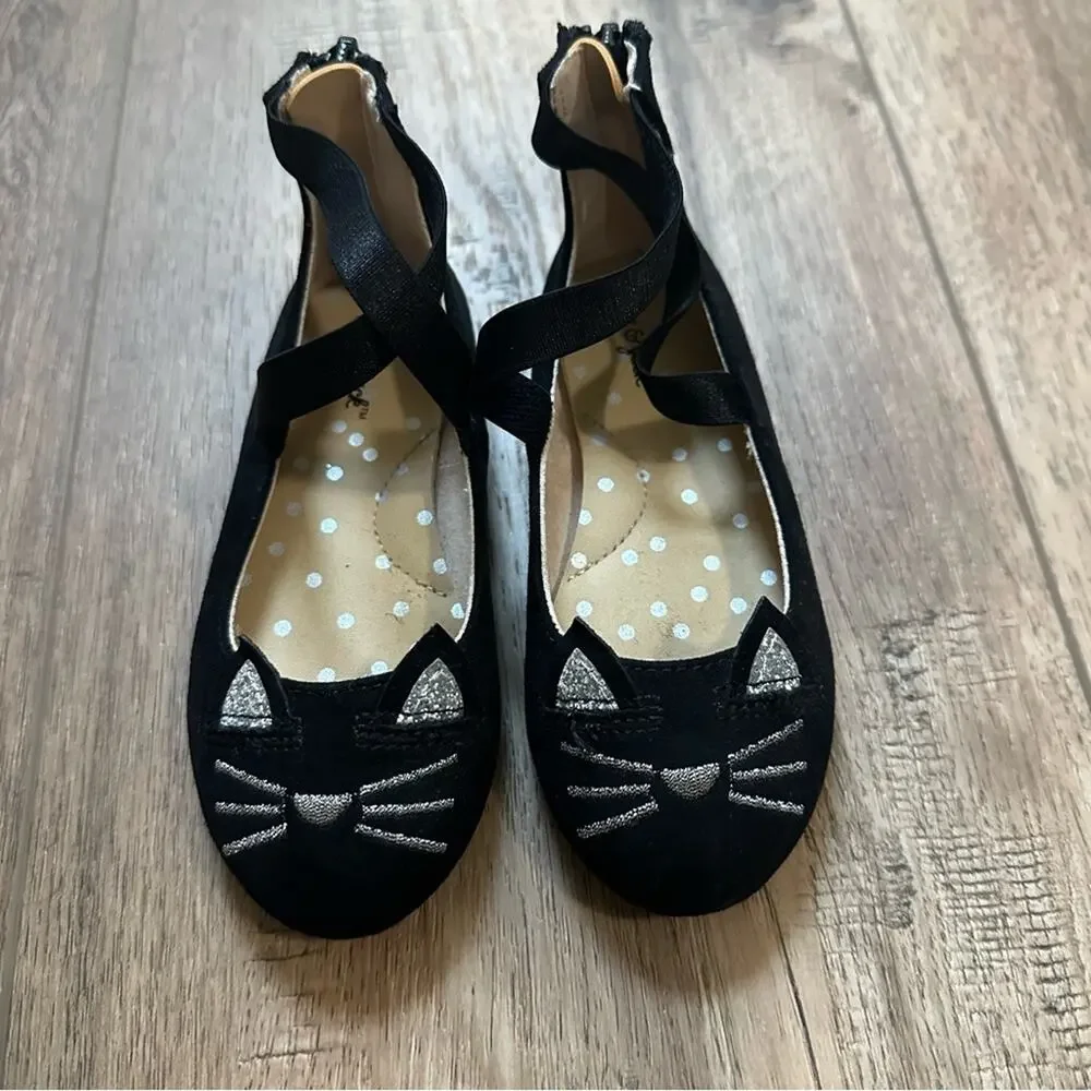 NEW! Cat & Jack Girl’s Trinity Slip-On Ballet Flats, Cat, Zippered, Size 8